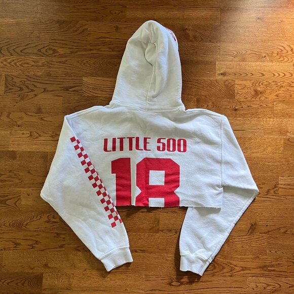 Alpha Phi Indiana Little 500 White Sweatshirt Cropped Hoodie Los Angeles Apparel - Picture 2 of 2